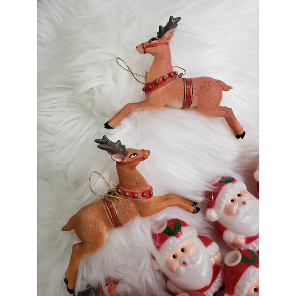 Lot 31 Christmas Santa Reindeer Decor String Lights Blow Mold Retro Decor Covers - Picture 7 of 7